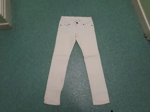 Pantalones de mezclilla de moto para pierna delgada cintura 26"" pierna 30"" blancos descoloridos para dama - Imagen 1 de 4