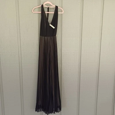 Женский комбинезон со складками Alice And Olivia Morris размер 2 с широкой открытой спиной черный - Изображение 1 из 4