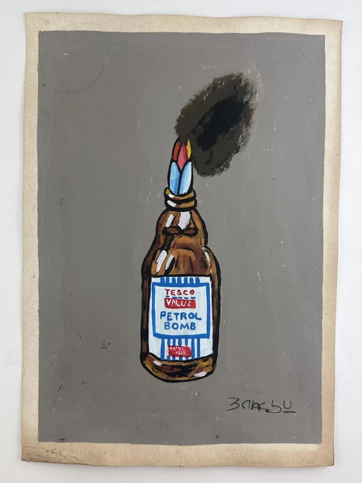 Pintura artística Banksy certificado de autenticidad dibujo original papel vintage firmado Foto 1 de 3