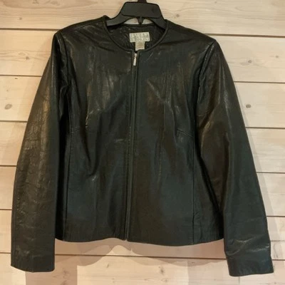 Chaqueta De Colección Informal Esquina XL Cuero Genuino Negra Damas Forrada con Cremallera Completa Foto 1 de 4