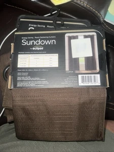 Sundown Eclipse Room Darkening Curtain 2 Panel Pair Brown 40" WX84"L NEW - Picture 1 of 3