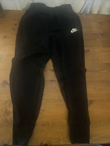 NIKE BOYS Sz Large Black w/ White Logo Drawstring Athletic Sweatpants - Picture 1 of 6