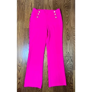 Soho Apparel Hot Pink Wide Leg Pants Medium Pull-On Gold Button Dressy - Bild 1 von 4
