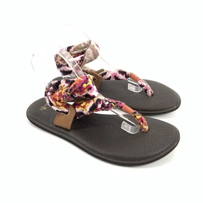 Sandalias Sanuk Yoga Mat Slinget Melón Ikat Sin Cordones a Rayas Talla 9 Cómodas Toboganes Foto 1 de 4