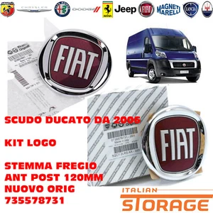 FIAT SCUDO DUCATO DA 2006 KIT LOGO STEMMA FREGIO ANT POST 120MM ORIG 735578731 - Picture 1 of 1