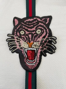Pink 3D Tiger GG Style Sequin Sew On Patch, Decorative Patch, DIY Patch - Picture 1 of 7