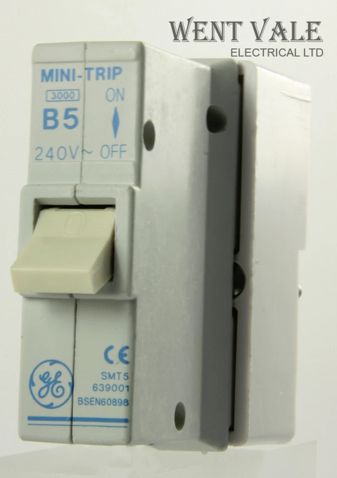 GE Mini Trip - SMT5 639001 - 5a Type B Plug-in Single Pole MCB and Base New