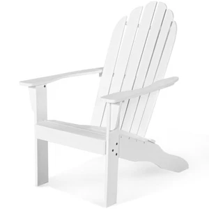 Patio Adirondack Chair Solid Wood w/Armrest Outdoor Garden Deck Furniture White - Picture 1 of 6