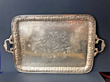 Antique Solid Silver (84) Handmade And Engraved 21 7/8” X 12 7/8” Inches 1920 gr