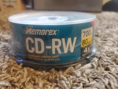 MEMOREX CD-RW 25 包 可录制 可重复使用 80 分钟 700 MB 4x 多速 - 全新 — 第 1/4 张图片