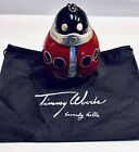 TIMMY WOODS RARE  "RED LADY BUG" HAND CARVED PURSE CLUTCH  MINAUDIERE BLACK