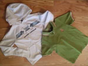 BOYS XL (16) UNDER ARMOUR HOODIE & PSYCHO BUNNY POLO SHIRT (LOT OF 2)
