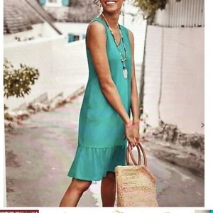 J. Jill Flounced-hem Double V-neck knit dress woman’s Sz XS teal/blue - Picture 1 of 11