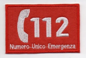 PATCH RICAMO TOPPA 112 NUMERO UNICO EMERGENZA TERMOADESIVA RETTANGOLARE DIVISA - Foto 1 di 1