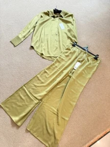 Assembly Label Ena Silk Shirt & Pant Trouser Set Co ords NWT UK 10-14 - Picture 1 of 14