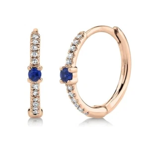 2.00Ct Round Cut 14K Rose Gold Plated Simulated Sapphire Women's Hoop Earring - Picture 1 of 3