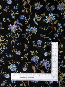 Floral Flower Fabric Toss Black Cotton Sew De Vine by Choice Fabrics By The Yard - Picture 1 of 1