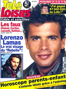 Magazine Télé LOISIRS n° 472/1995,  Lorenzo LAMAS,  Isabelle ADJANI - Imagen 1 de 2