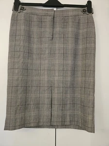 H&M Grey Check Knee Length Lined Zip Up Workwear Pencil Skirt Size 12 - Picture 1 of 10