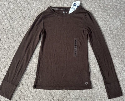 NUEVO CON ETIQUETAS GAP NIÑOS NIÑAS MANGA LARGA MARRÓN CAMISETA TALLA M-8 Foto 1 de 3