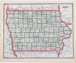 1883 IOWA Map ORIGINAL (12.5x9.5) TOWNSHIPS RAILROADS COUNTIES - Picture 1 of 5