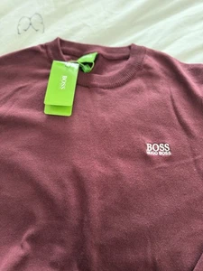 Hugo Boss Red Crew Neck Jumper Uk Men's Size L - Picture 1 of 8