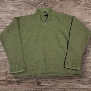 Woolrich Quarter Zip Sweater Mens 2XL Olive Wool Fleece Pullover - Picture 1 of 6