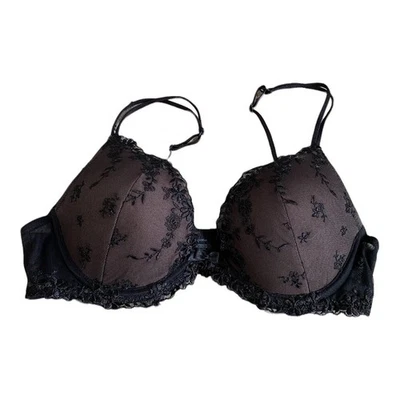 Sujetador ajustable push-up de encaje floral negro Ambrielle para mujer talla 34B Foto 1 de 4
