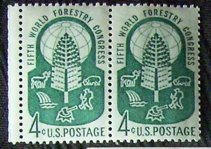 US 4¢ stamp SC #1156 5th World Forestry Congress MNH 1960 vertical/horizont pair - Picture 1 of 2