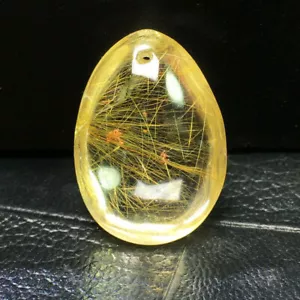 1pc Natural Citrine Yellow Hair Crystal Rutilated Quartz Polished Healing Stone - Picture 1 of 12