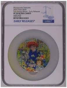 NGC PF70 ER Palau 2020 Two Sisters Renoir Micropuzzle Treasures Silver Coin 3oz - Picture 1 of 2