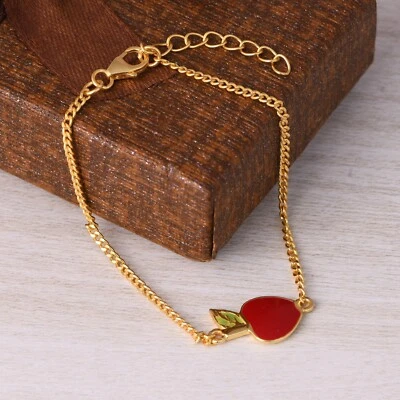 苹果珐琅水果儿童链式手链首饰镀金妻子周年纪念礼物 — 第 1/4 张图片