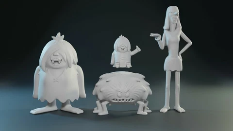 Flintstones The GRUESOMES Weirdly Creepella Gobby Spider 3D Printed 4 Piece Set Cover