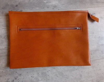 Porte document vintage simili cuir jaune année 80 sacoche, sac écolier - Photo 1/4