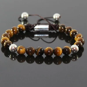 Pulsera Shamballa para hombre, brazaletes, 8 mm, para hombre amuleto de la suerte ojo de tigre - Imagen 1 de 1