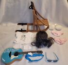 American Girl Doll Accessories Lot Pleasant Co. Guitar Snow Dog Sled Clothes Wig
