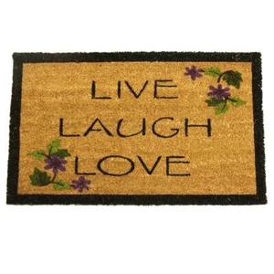 Felpudo contemporáneo de novedad Rubber-Cal "Live, Laugh, Love", 18 x 30 pulgadas - Imagen 1 de 4