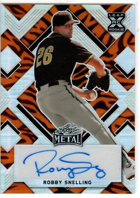 Robby Snelling San Diego Padres 2022 Leaf Metal Autograph Tiger 4/4 - Image 1 of 2