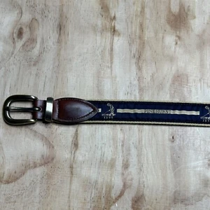 YRI Embroidered Canvas & Leather Ribbon Golf Belt Pinehurst 1895 Putterboy SZ 30 - Picture 1 of 9