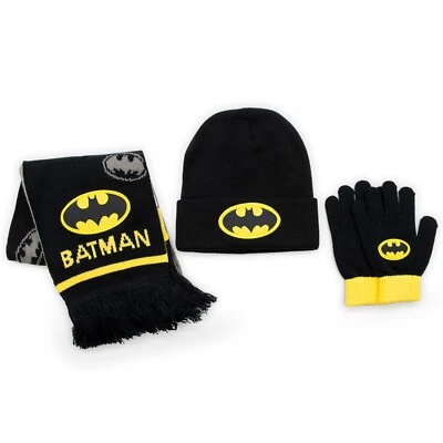 Juego de accesorios de invierno de 3 piezas Batman para niños, gorro, guantes, bufanda Foto 1 de 4