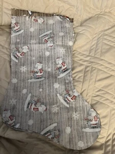 bucilla Christmas Stocking With Santa And Reindeer On Brown fabric liner - Picture 1 of 3