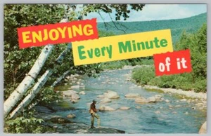 FISHING ENJOYING EVERY MINUTE OF IT WONDERLAND GIFT SHOP WINCHESTER VA POSTCARD - Picture 1 of 2