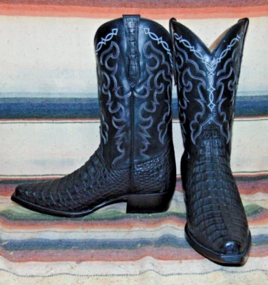 Mens Rujo Kirby Black Hornback Gator / Leather Cowboy Boots 9.5 EE NEW In Box - Image 1 of 4