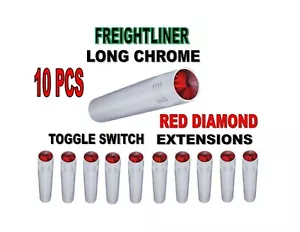 Freightliner Long Chrome Toggle Switch Extensions - Red set of 10 - Picture 1 of 3