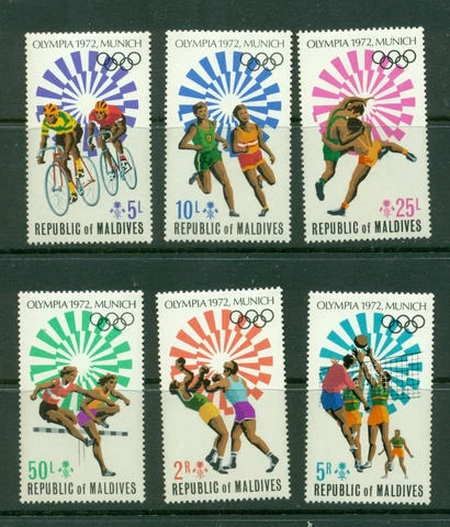Maldive Islands  #405-08 (1972 Olympics set) VFMNH CV $5.80 Cover