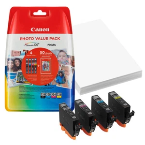 4 Druckerpatronen Canon CLI-526 Set + Fotopapier f. Pixma IX 6520 6550 Multipack - Bild 1 von 4