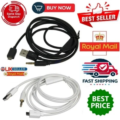 Car AUX Audio 3.5mm Micro USB Charge Cable for Samsung Galaxy S6 s6 Edge S7 edge - Image 1 of 4