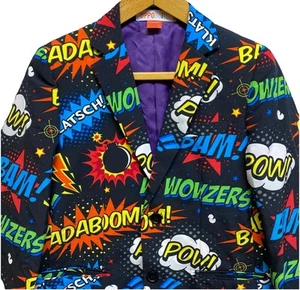 Opposuits Badaboom Comic Book Suit Novelty Party SuperHero Youth Sz 14 Blazer - Picture 1 of 11