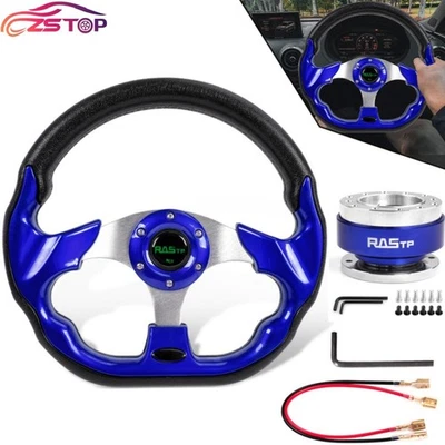Aluminum 13" Universal D Shape Racing Steering Wheel w/Quick Release Adapter Kit Foto 1 de 4
