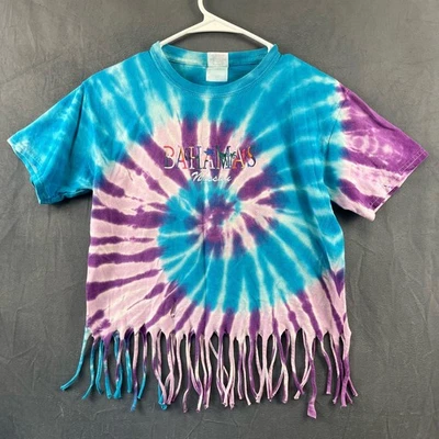Camisa corta vintage tie dye bordada Bahamas Nassau triturada para niña grande Foto 1 de 4